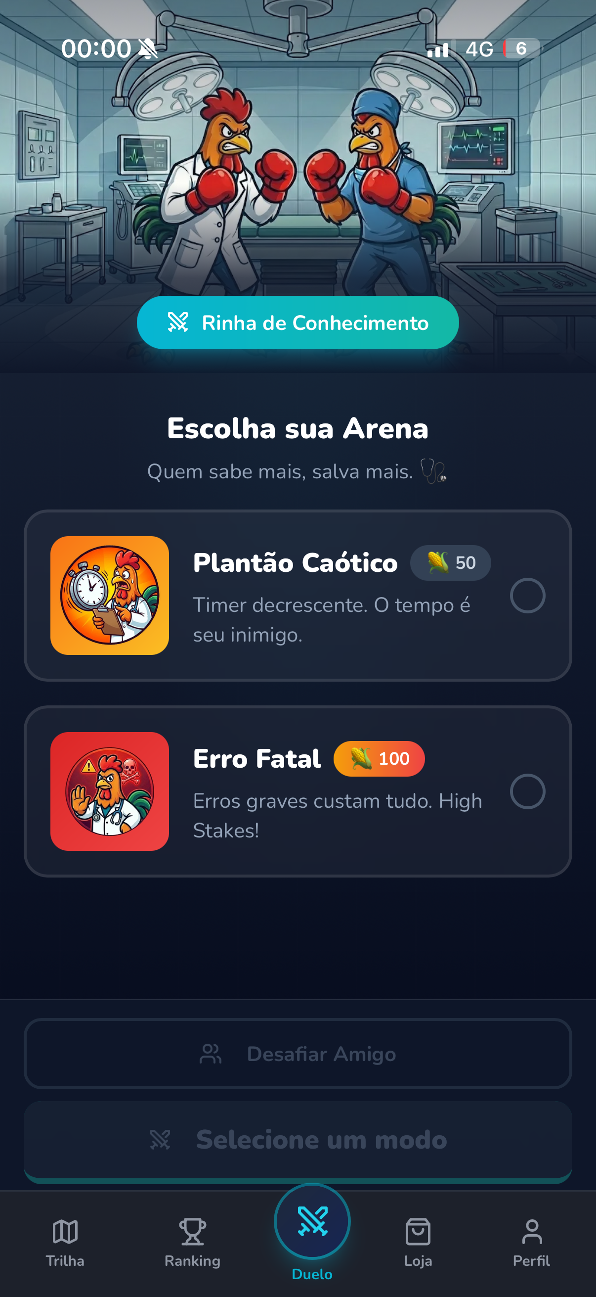 Tela de duelo PvP no MedGalo